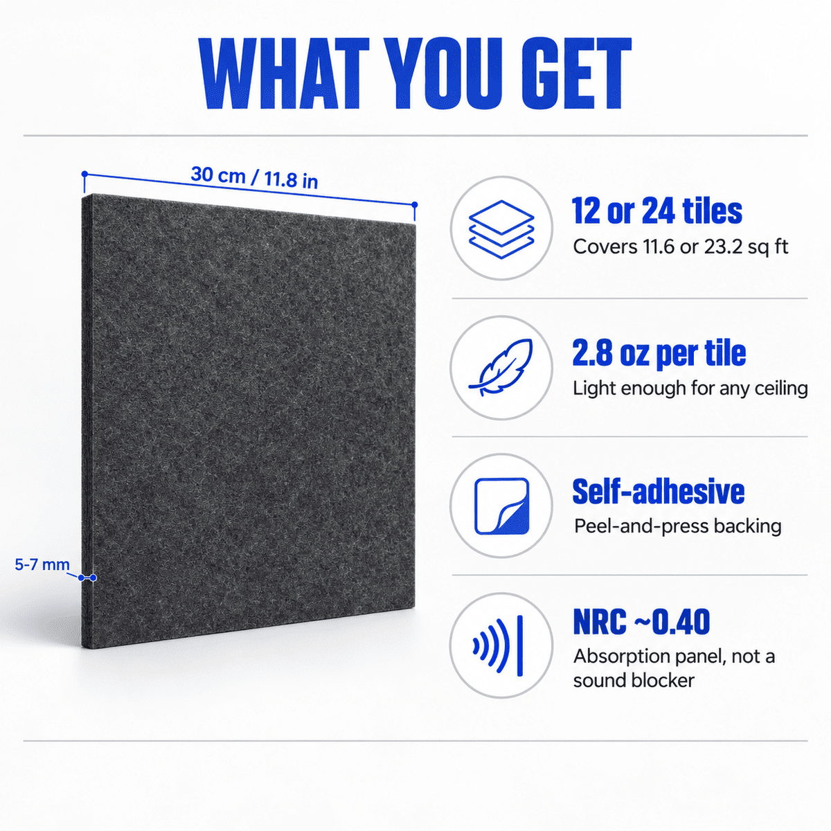 Arrowzoom Self-Adhesive Acoustic Felt Ceiling Panels (KK1424)
