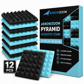 Arrowzoom Pyramid Self-Adhesive Acoustic Foam Tiles — Peel & Stick — Baby Blue x Black Bundle - KK1034