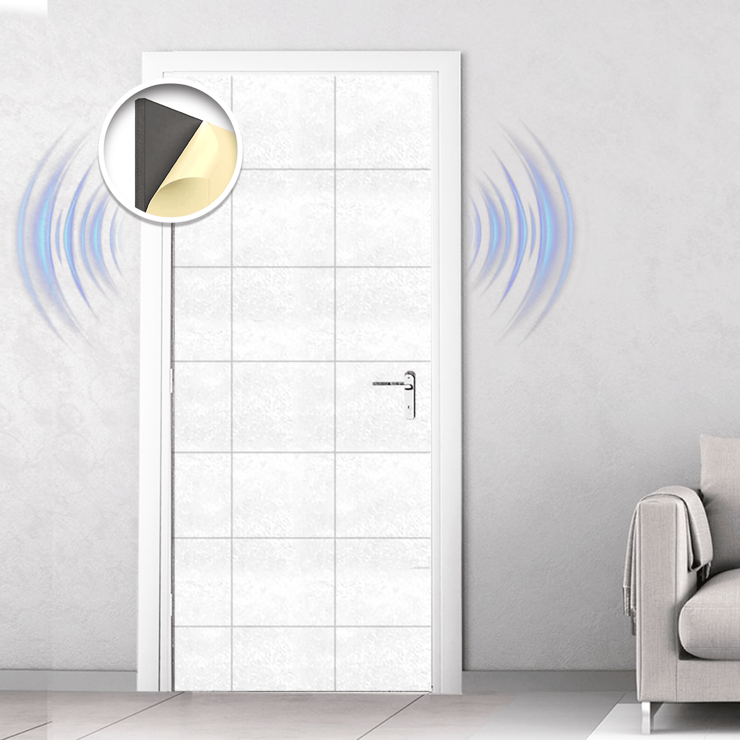 Arrowzoom Soundproof Door Kit KK1184 White / 20 pcs - Single Sided - Front / No