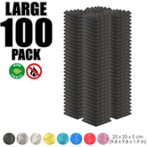 Arrowzoom 100 pcs Bundle Acoustic Foam Pyramid / 100 Pieces - 25 x 25cm / Black