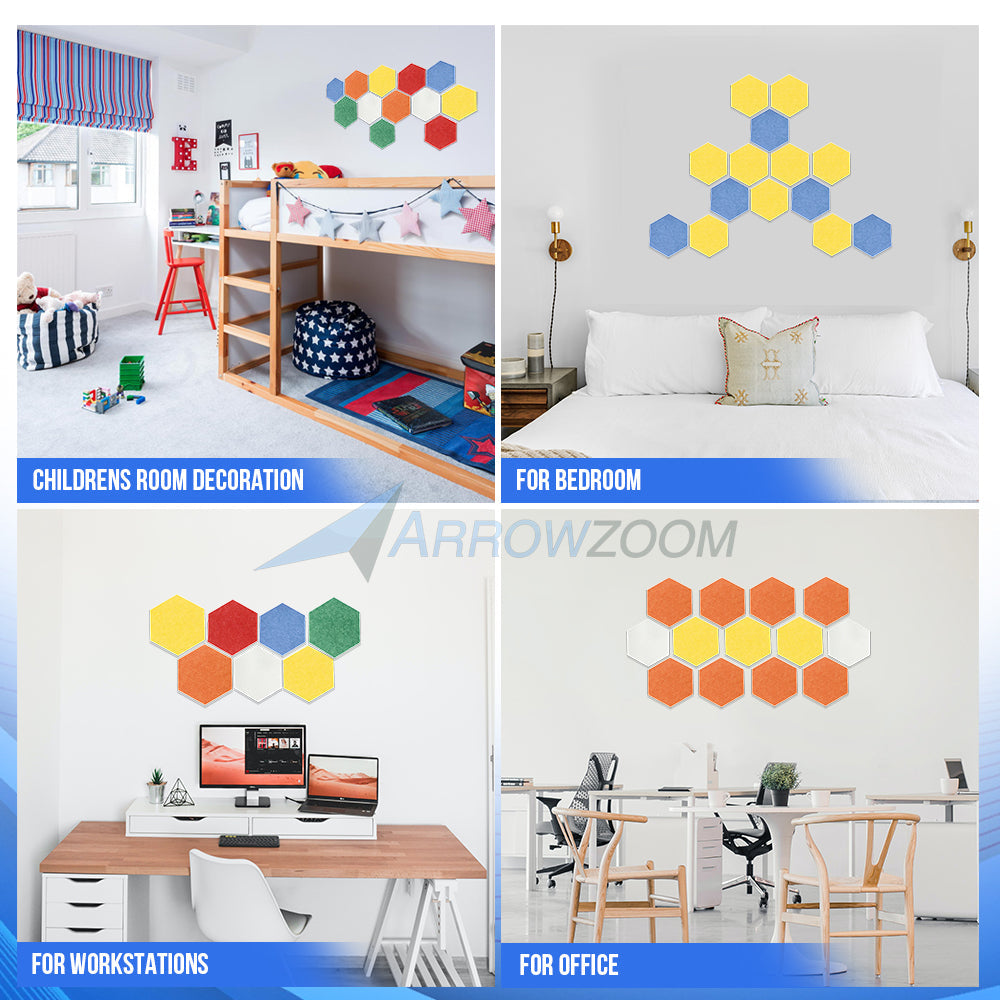 Arrowzoom Hexagon Felt Sound Absorbing Wall Panel - Blue and White - KK1224