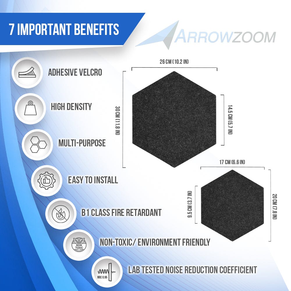Arrowzoom Hexagon Felt Sound Absorbing Wall Panel - Solid Color - KK1224