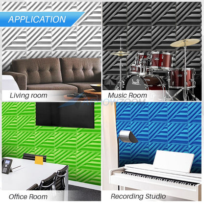 Arrowzoom Solid Wave 3D Polyester Felt Art Panels - KK1426