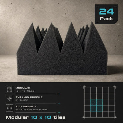 Arrowzoom Pyramid 10/15cm Thick Acoustic Foam Series PRO - Black - KK1471