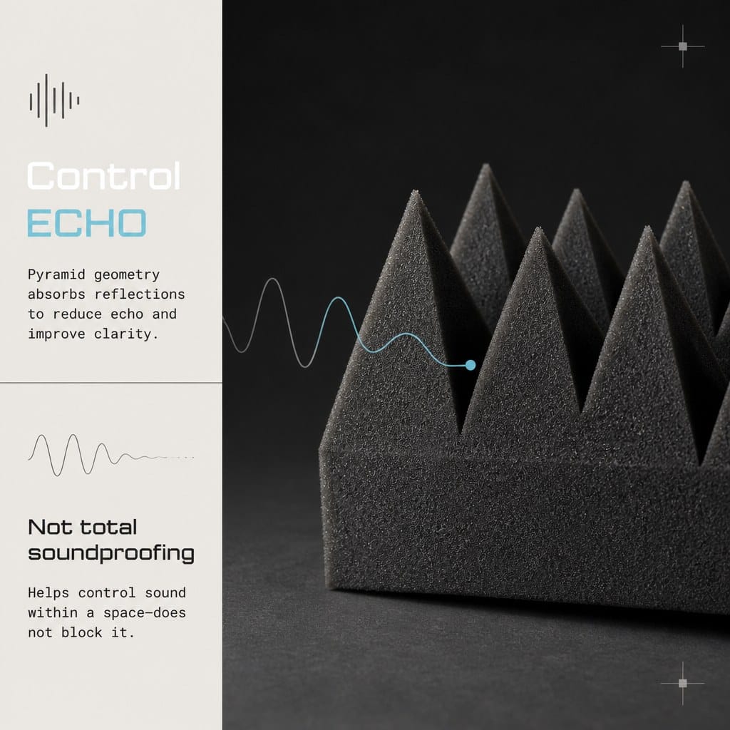 Arrowzoom Pyramid 10/15cm Thick Acoustic Foam Series PRO - Black - KK1471
