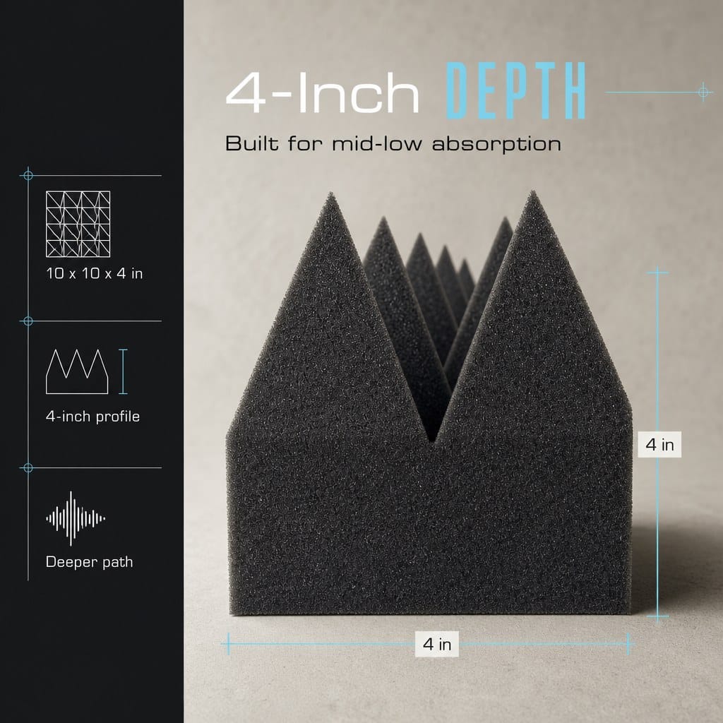 Arrowzoom Pyramid 10/15cm Thick Acoustic Foam Series PRO - Black - KK1471