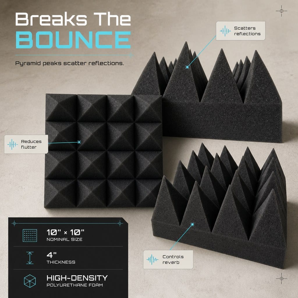 Arrowzoom Pyramid 10/15cm Thick Acoustic Foam Series PRO - Black - KK1471