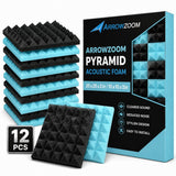 Arrowzoom Pyramid Self-Adhesive Acoustic Foam Tiles — Peel & Stick — Baby Blue x Black Bundle - KK1034