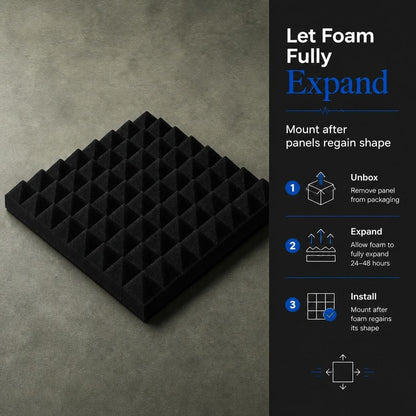 Arrowzoom Pyramid Self-Adhesive Acoustic Foam Tiles — Peel & Stick — Baby Blue x Black Bundle - KK1034
