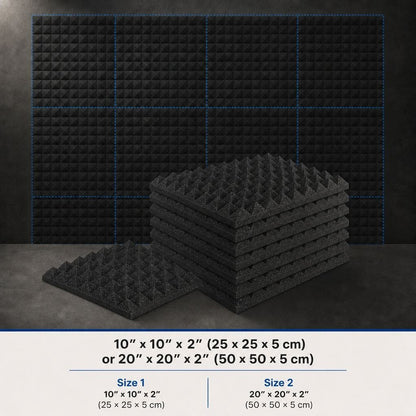 Arrowzoom Pyramid Self-Adhesive Acoustic Foam Tiles — Peel & Stick — Baby Blue x Black Bundle - KK1034