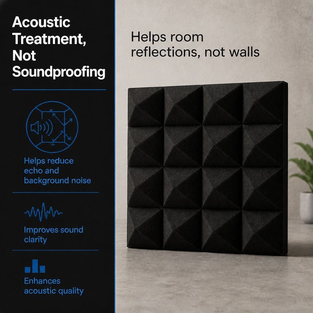 Arrowzoom Pyramid Self-Adhesive Acoustic Foam Tiles — Peel & Stick — Black x Pearl White Bundle - KK1034