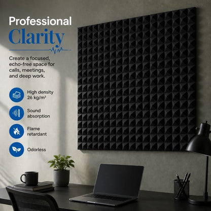 Arrowzoom Pyramid Self-Adhesive Acoustic Foam Tiles — Peel & Stick — Black x Pearl White Bundle - KK1034