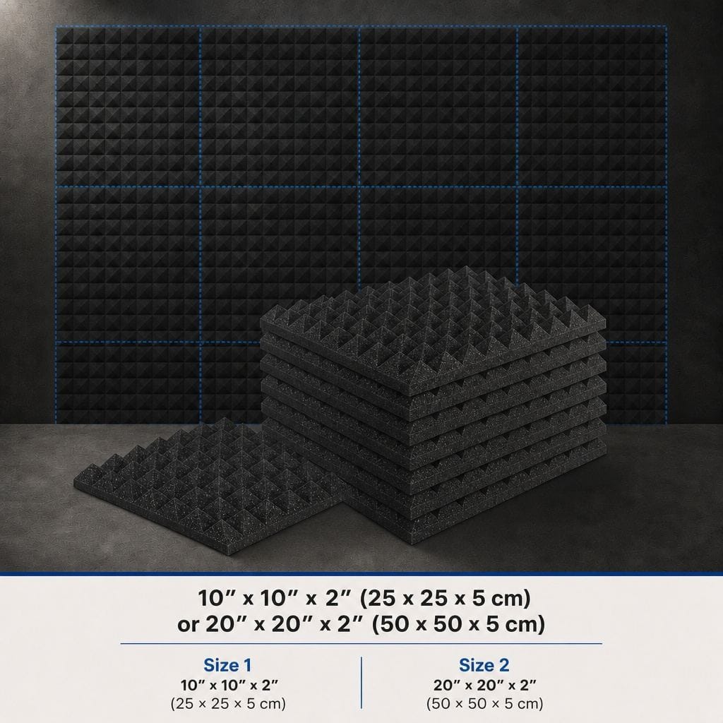 Arrowzoom Pyramid Self-Adhesive Acoustic Foam Tiles — Peel & Stick — Black x Red Bundle - KK1034