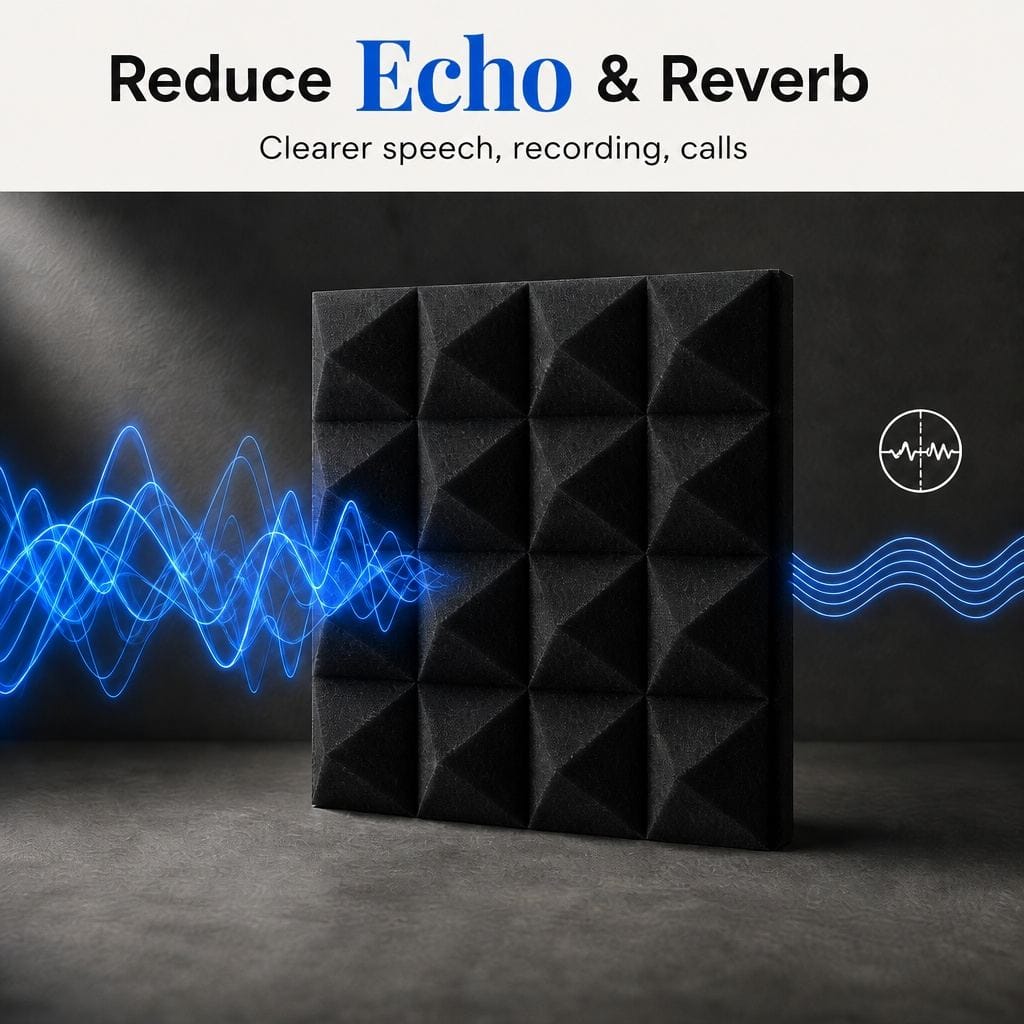 Arrowzoom Pyramid Self-Adhesive Acoustic Foam Tiles — Peel & Stick — Black x Red Bundle - KK1034