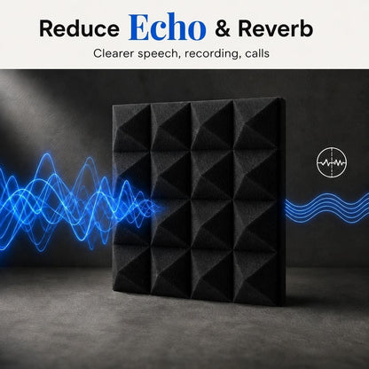 Arrowzoom Pyramid Self-Adhesive Acoustic Foam Tiles — Peel & Stick — Black x Red Bundle - KK1034