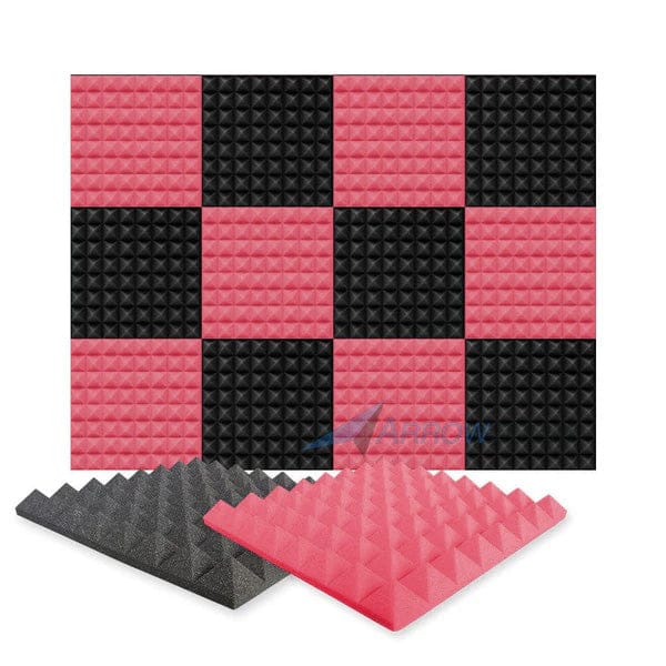 Arrowzoom Pyramid Series Acoustic Foam - Black x Red Bundle - KK1034
