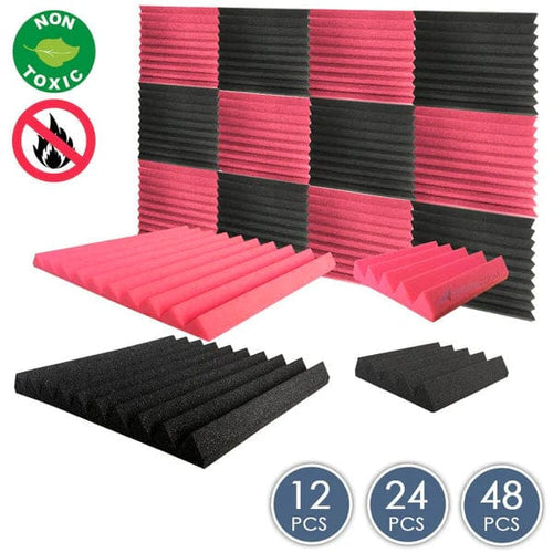 Arrowzoom Wedge Tiles Series Acoustic Foam - Black x Red Bundle - KK1134