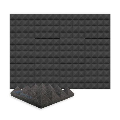 (PROMO) 12Pcs. Arrowzoom Acoustic Pyramid Foam - Black - KK1034 Black / 12 Pieces - 25 x 25 x 5 cm/ 10 x 10 x 2in