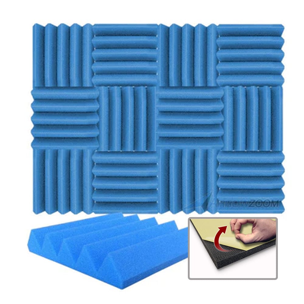 Arrowzoom Acoustic Wedge Tiles Foam - Solid Colors - KK1134 Blue / 1 Piece - 25 x 25 x 5 cm / 10 x 10 x 2in / YES Adhesive