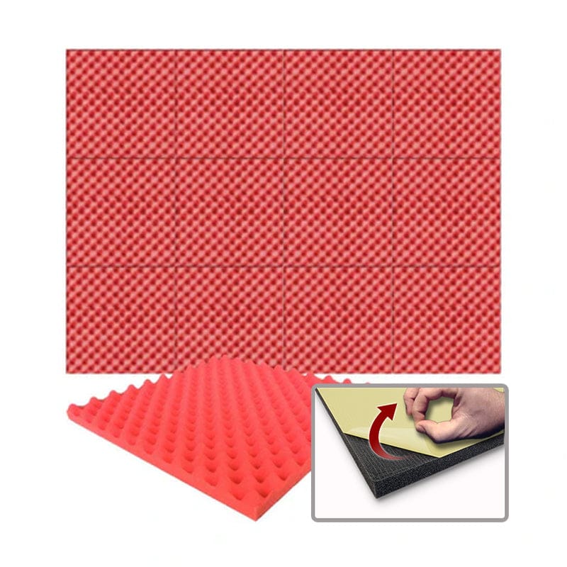 Arrowzoom Acoustic Eggcrate Foam - Solid Colors - KK1052 Red / 1 Piece - 50 x 50 x 3 cm / 20x20x2 in / Yes - Adhesive