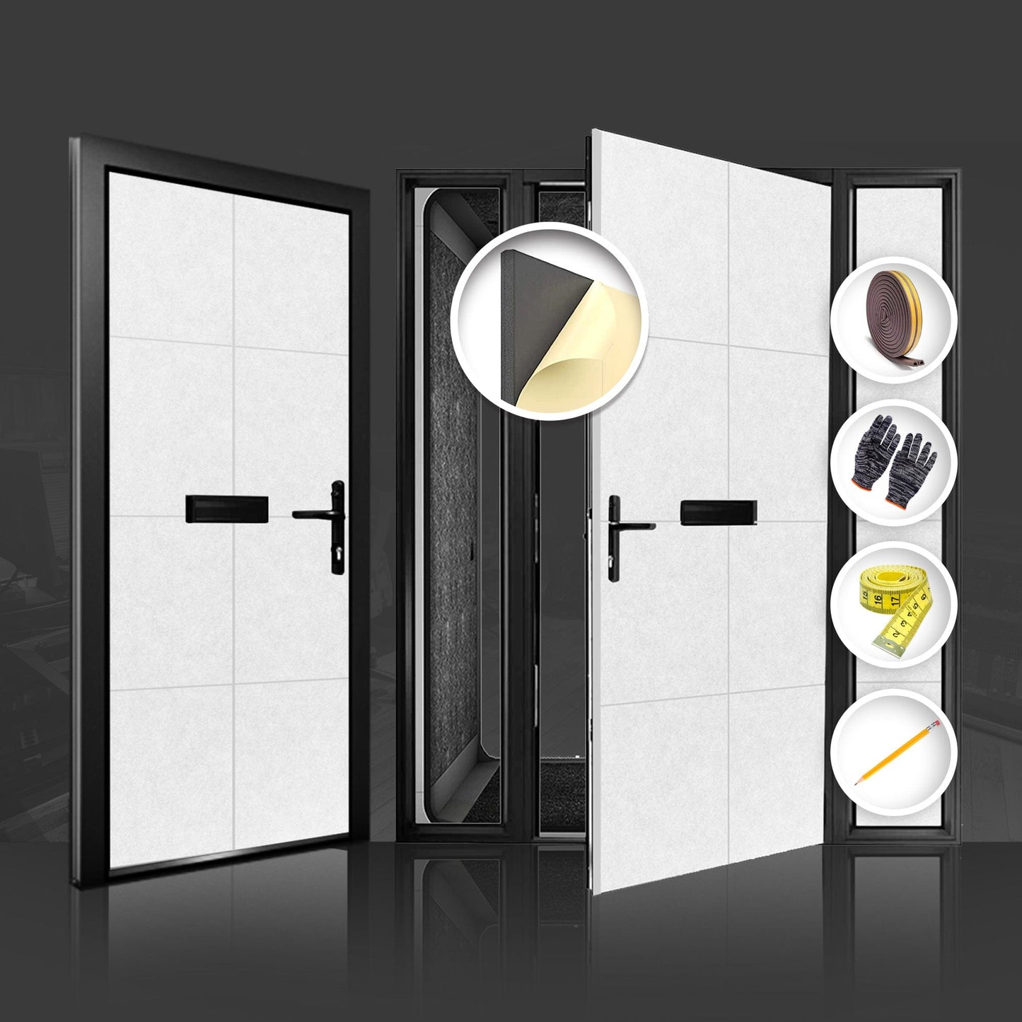 Arrowzoom Soundproof Premium Door Kit Pro - KK1244 White / 40pcs - Double Sided - Front & Back / YES