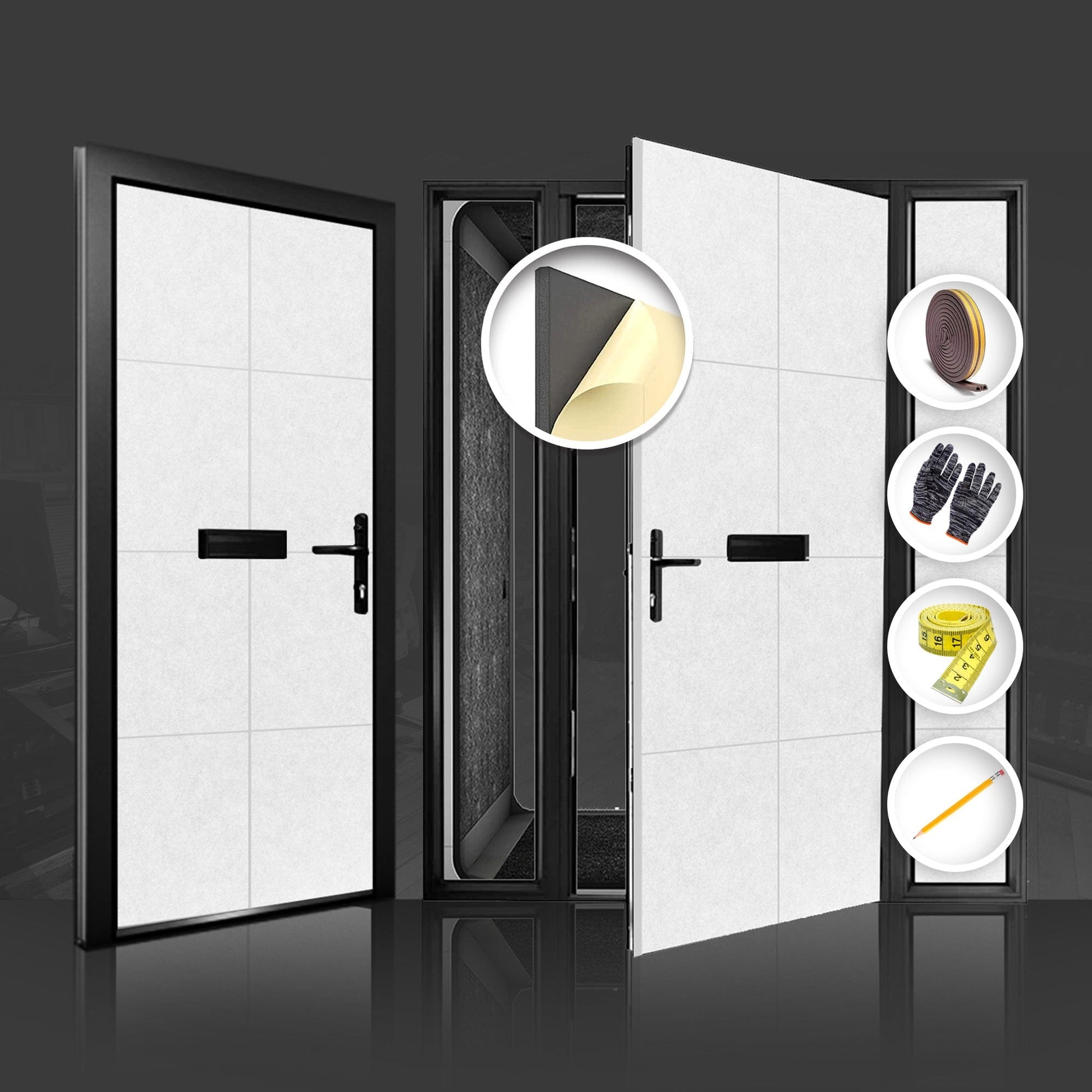 Arrowzoom Soundproof Premium Door Kit Pro - KK1244 White / 40pcs - Double Sided - Front & Back / YES