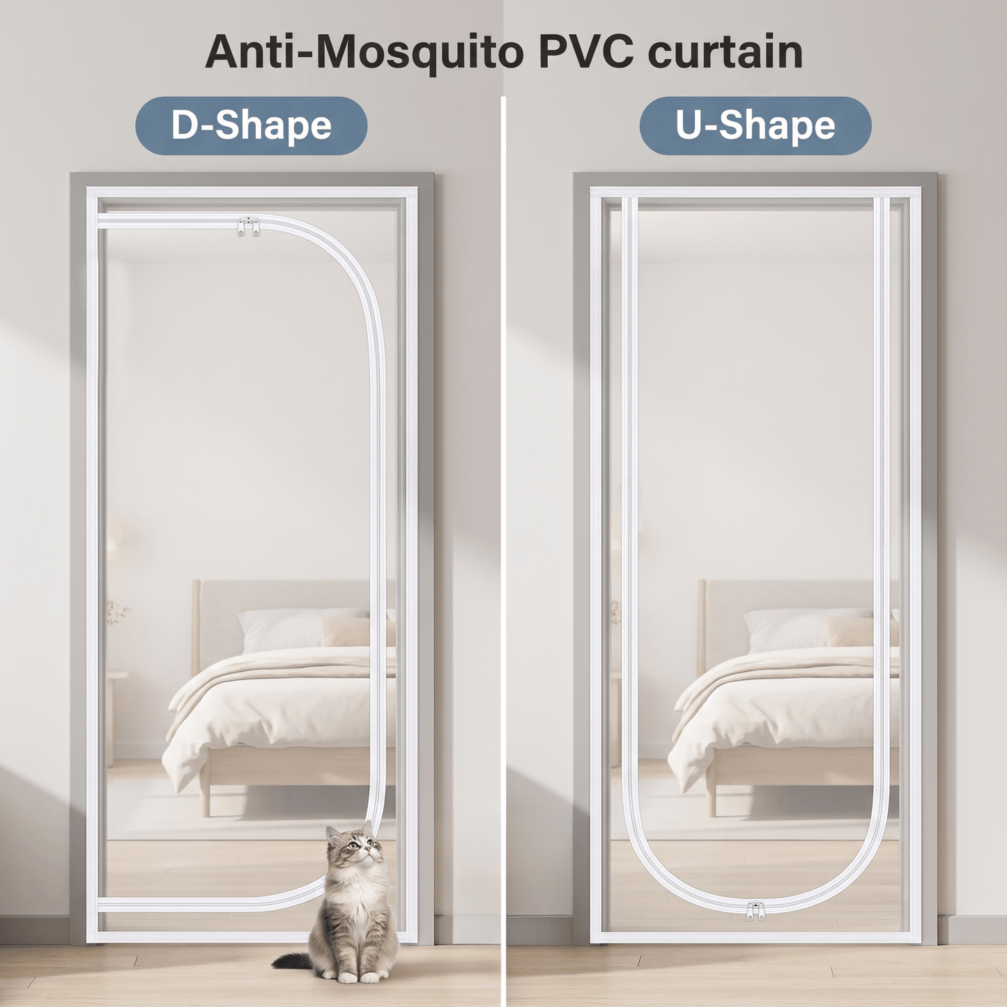 Anti-Mosquito PVC curtain AP1504 White / D- Shape / 90 x 220 cm (35.4 x 86.6 in)