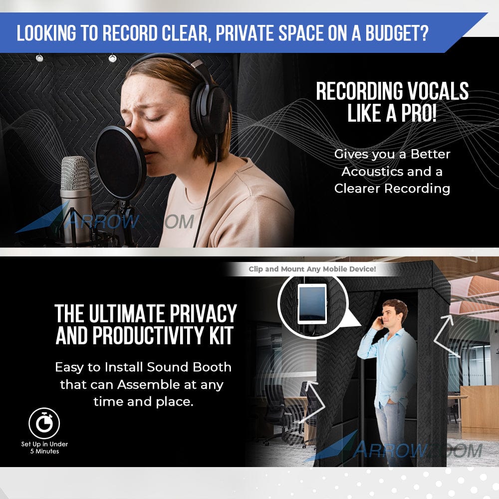 Arrowzoom Sound Absorbing Studio Recording Isolation Privacy Booth | Reduces External Noise for Work, Recording, Podcasts, Singing, Meeting KK1250