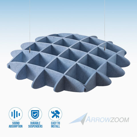 Arrowzoom EchoArt Elegant Sound Absorbers Hanging Ceiling Panels Greyish Blue 100 cm - KK1463