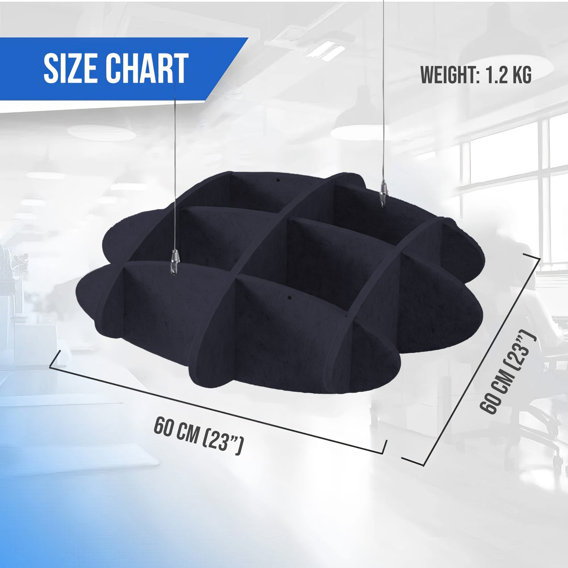 Arrowzoom EchoArt Elegant Sound Absorbers Hanging Ceiling Panels Black - KK1459 Black / 60 x 60 cm (23 x 23")
