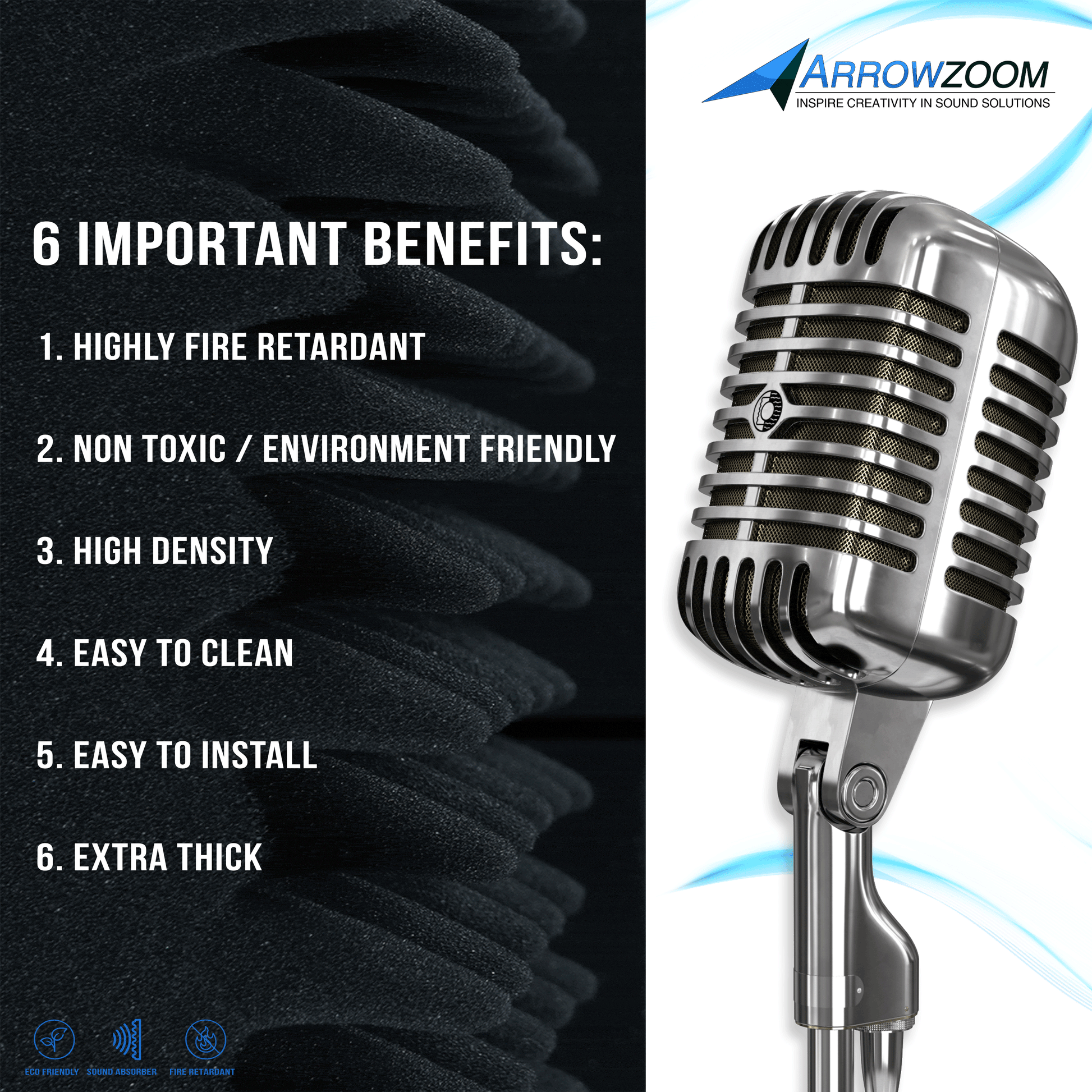 Arrowzoom Acoustic Eggcrate Panel - Black KK1052