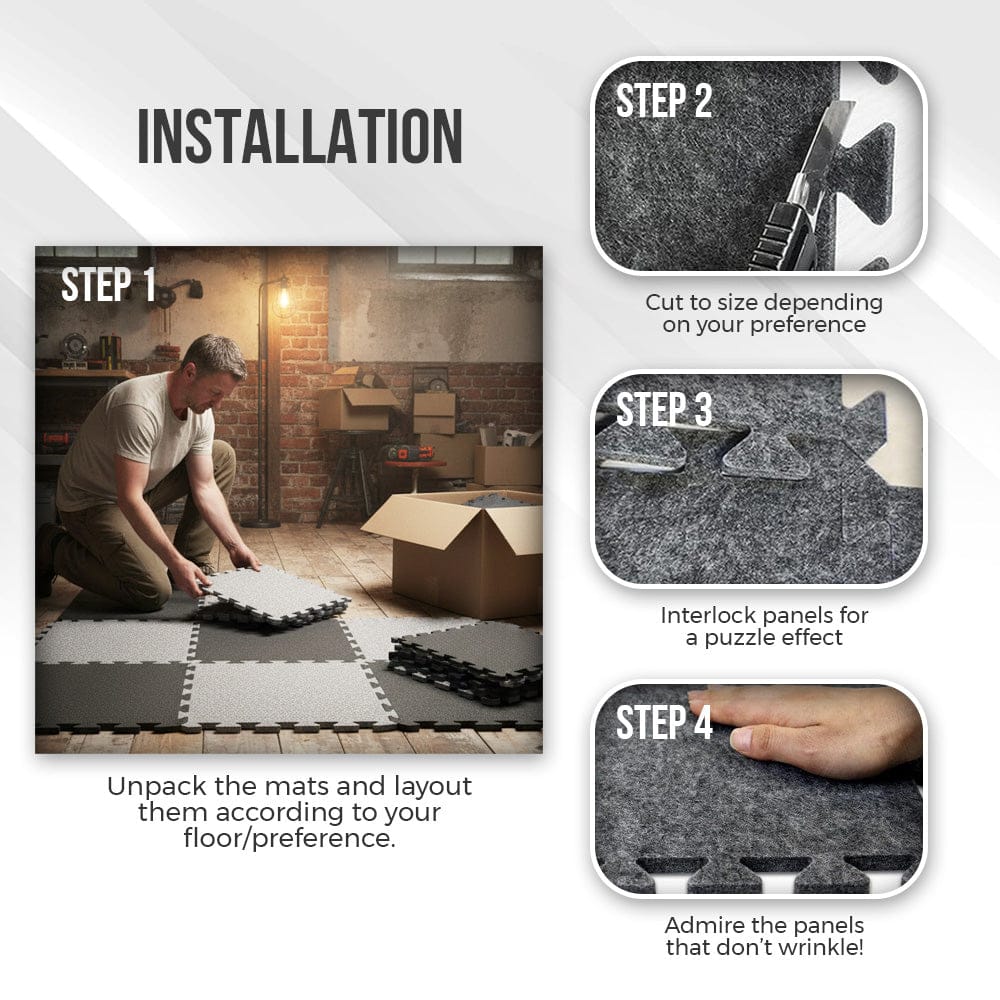 Arrowzoom Sound Absorbing Interlocking Puzzle Floor Mats - KK1470