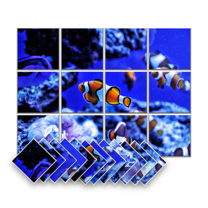 Arrowzoom Aquarium Self-Adhesive Felt Art Wall Panels - KK1402 Design A / 12 Pieces - 120 x 90 cm / 47.2 x 35.4 in