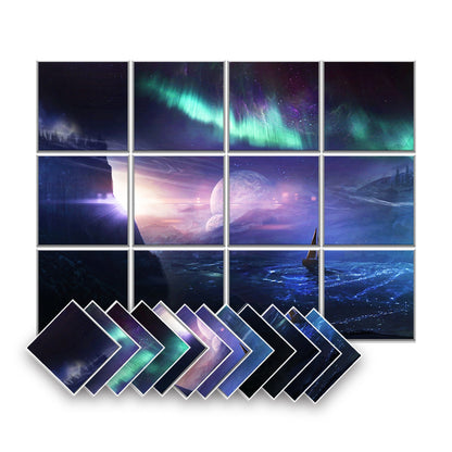 Arrowzoom Fantasy Self-Adhesive Felt Art Wall Panels - KK1401 Design D / 12 Pieces - 120 x 90 cm / 47.2 x 35.4 in