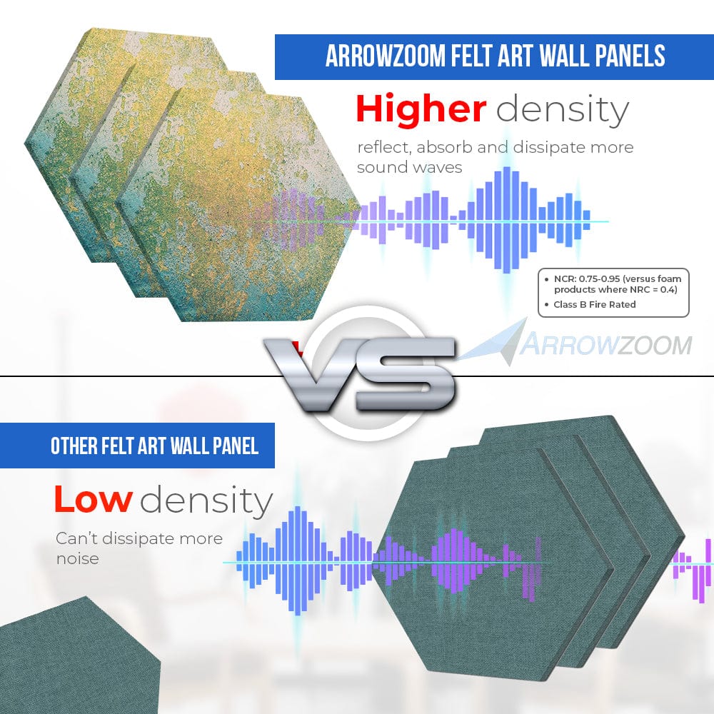 Arrowzoom Azure Frost Marble Printed Self-Adhesive Hexagon Felt Art Panels -KK1407