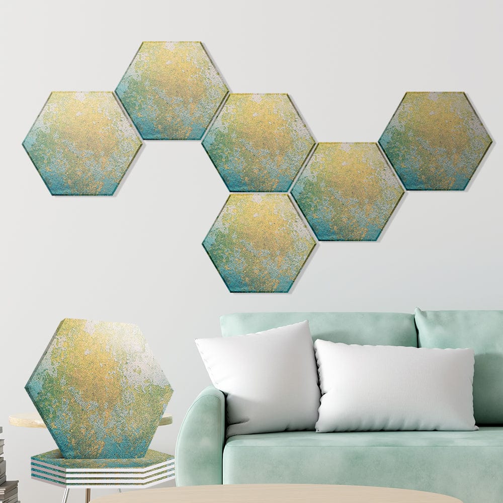 Arrowzoom Serpentine Marble Printed Self-Adhesive Hexagon Felt Art Panels -KK1406