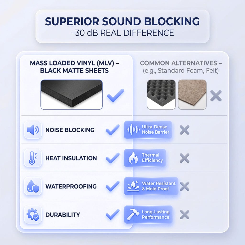 Block Neighbor Noise - 2 lb/sq ft Mass Loaded Vinyl Tiles for wall, floor, ceiling, STC 31-33