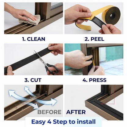 Stop Drafts & Noise in 5 Minutes — Self-Adhesive Door & Window Weather Stripping Seal (KK1154)