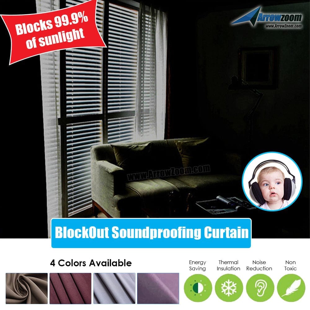 Arrowzoom 99.9% Black Out Curtain - Thermal Insulation, Light Soundproof and Room Darkening - KK1145