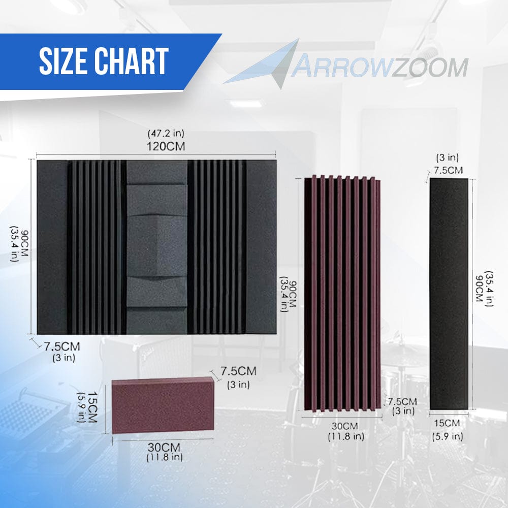 Arrowzoom Soundproof Panel - Wall Set Sound Absorption Kit 1 Pc - 2 Colors - KK1048