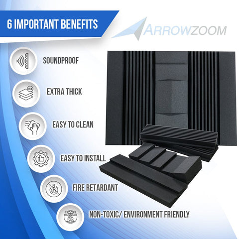 Arrowzoom Soundproof Panel - Wall Set Sound Absorption Kit 1 Pc - 2 Colors - KK1048