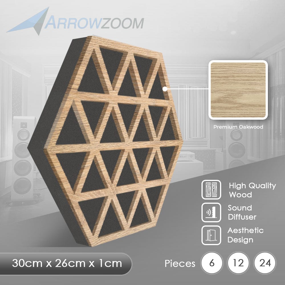Arrowzoom™ Diffuse PRO Isometric Triangle Hexagon Felt Wooden Panel - KK1417