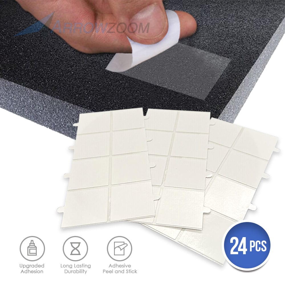 Arrowzoom 24 Pcs Transparent Easy Mounting Sticky Tabs Double Sided Acoustic Foam Tape - KK1207 24 Pcs