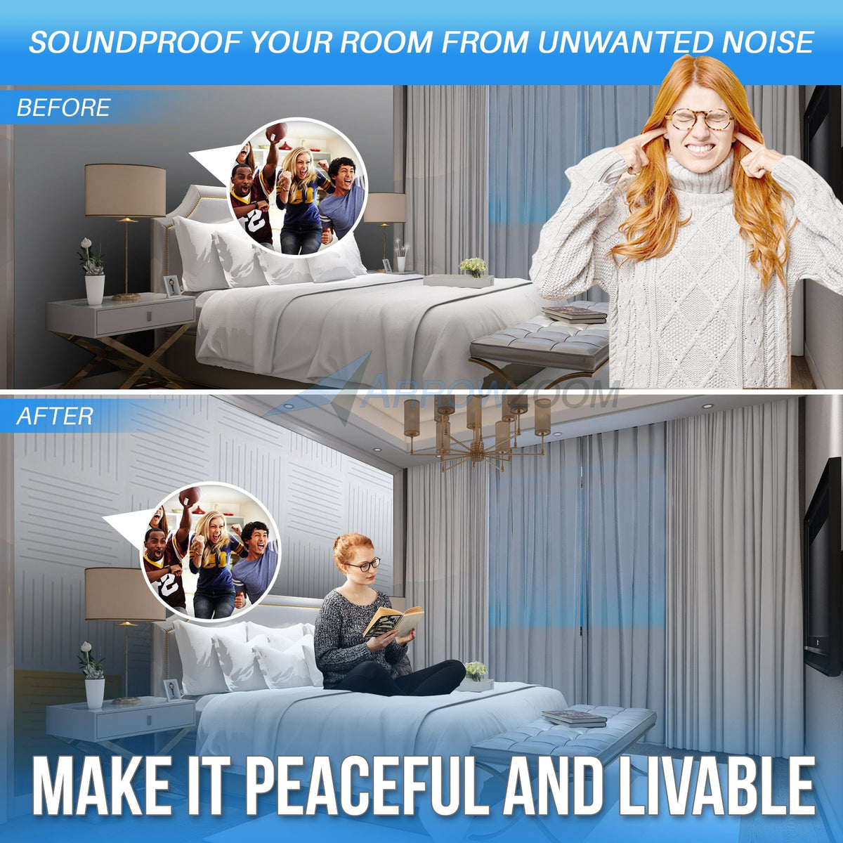Arrowzoom Soundwave 3D Square Polyester Felt Art Panels - KK1393