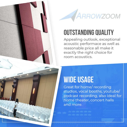 Arrowzoom Sound Absorbing Acoustic Fabric Wrapped Panel - 8 pcs - KK1205