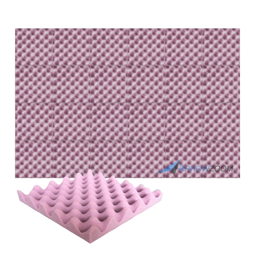 New 24 Pcs Bundle Egg Crate Convoluted Acoustic Tile Panels Sound Absorption Studio Soundproof Foam KK1052 25 X 25 X 3 cm (9.8 X 9.8 X 1.1 in) / Purple