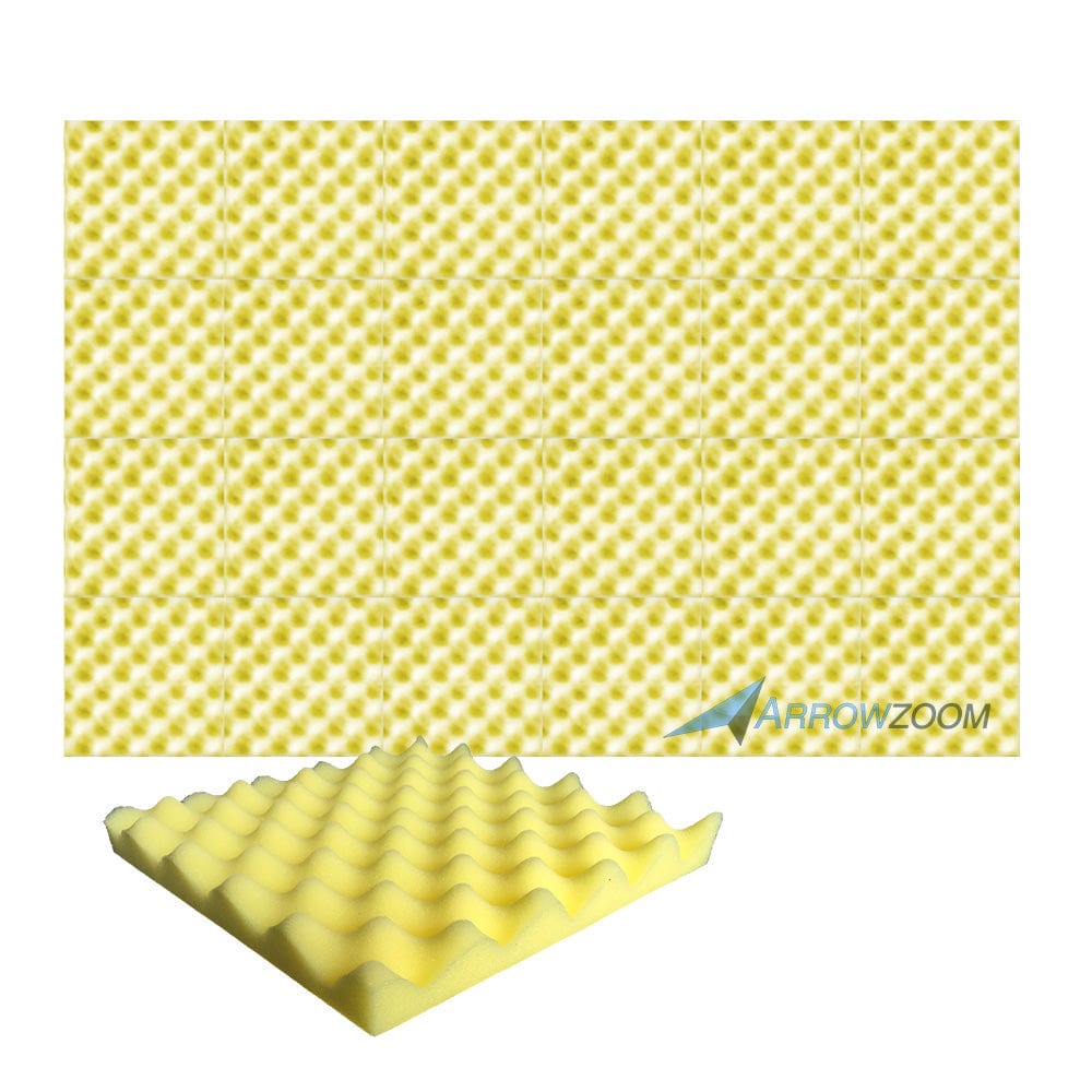 New 24 Pcs Bundle Egg Crate Convoluted Acoustic Tile Panels Sound Absorption Studio Soundproof Foam KK1052 25 X 25 X 3 cm (9.8 X 9.8 X 1.1 in) / Yellow