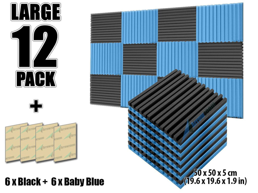 Arrowzoom Acoustic Foam Metro Striped Ceiling - Black x Blue Bundle - KK1041