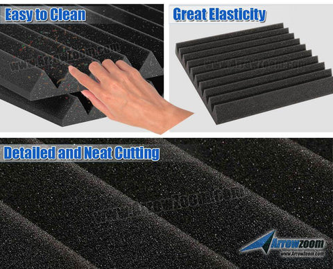 Arrowzoom Flat Bevel Tile Series Acoustic Panel - Black x Gray Bundle - KK1039