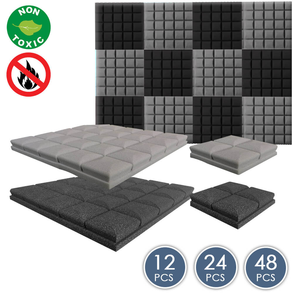 Arrowzoom Hemisphere Grid Series Acoustic Foam - Black x Gray Bundle - KK1040